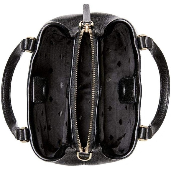 Kate Spade Pebbled Black Triple Compt Satchel Cross Body Bag S338 - Picture 5 of 9